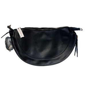 ANTHROPOLOGIE x URBAN ORIGINALS Luna Slouchy Sling Half Moon Bag Black Vegan NEW